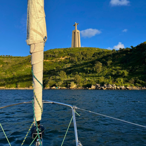 View of the Cristo Rei statue from the Tagus river